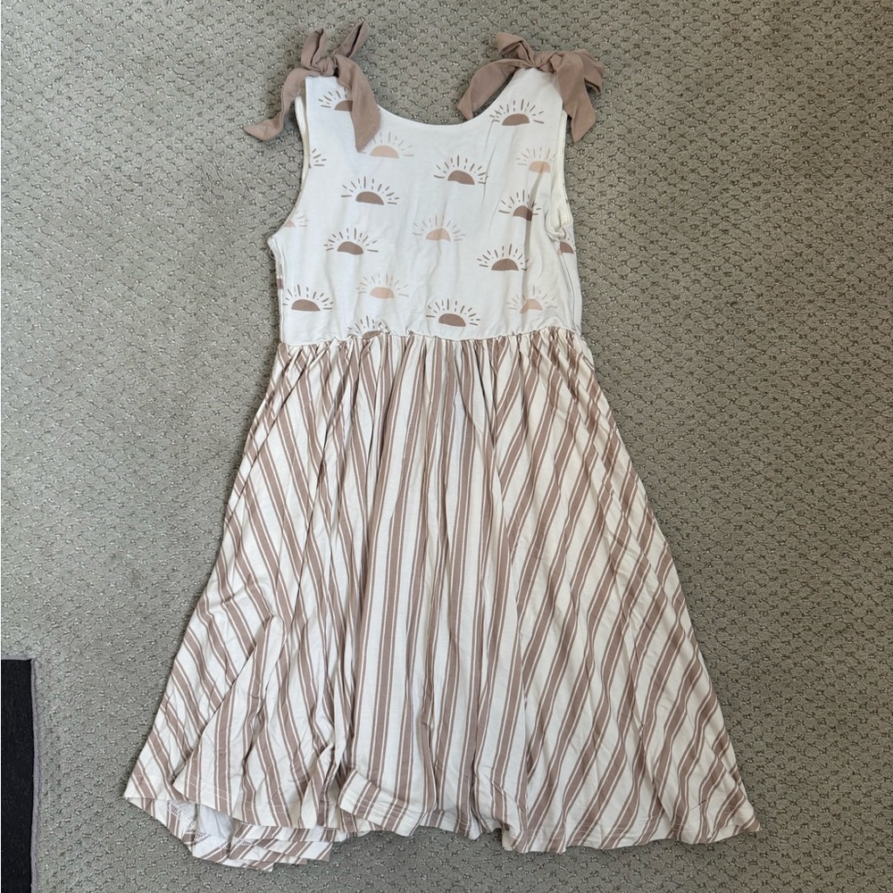 NWT Indie Blue Girls Dress with Sun and Stripe Design